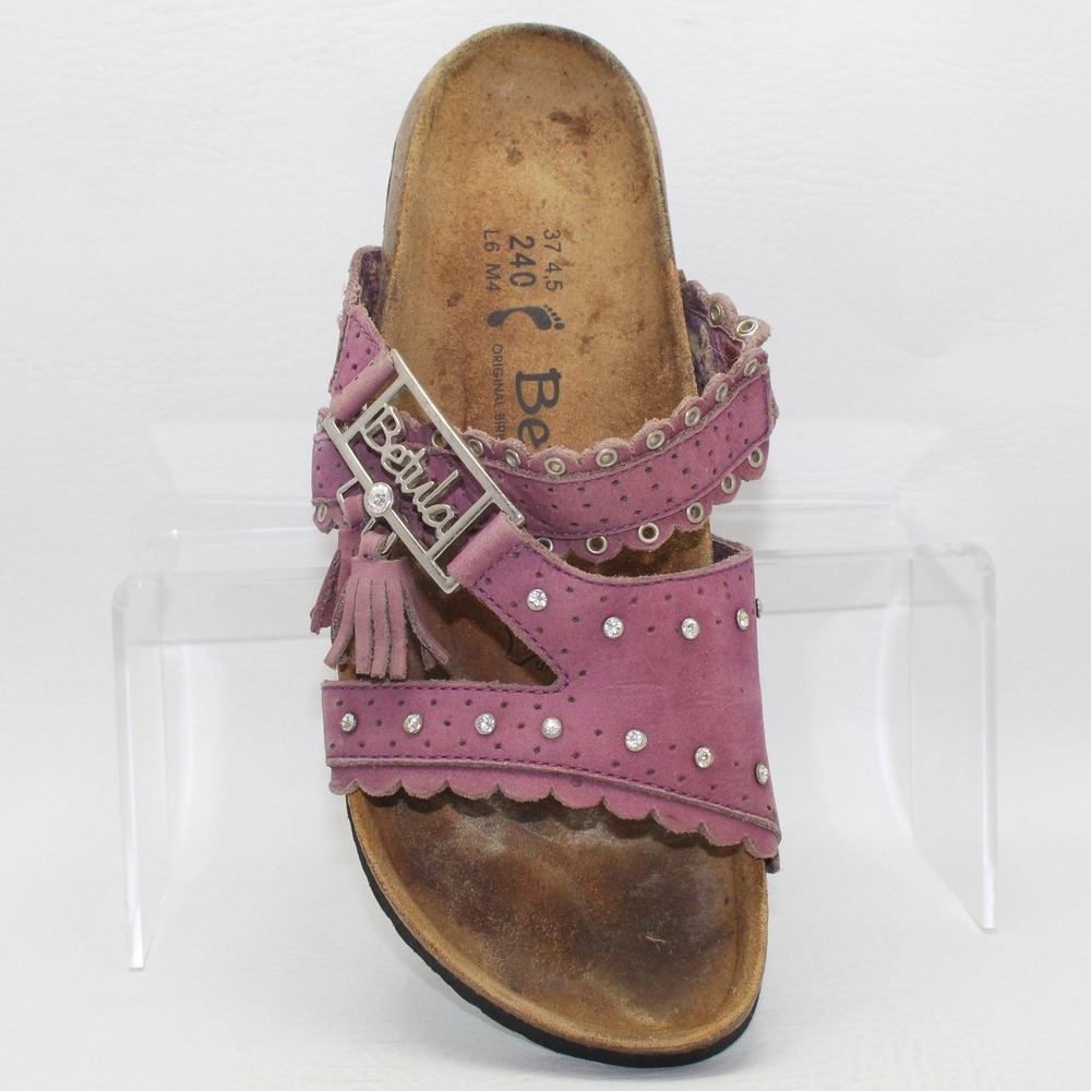 SINGLE SHOE Betula by Birkenstock Purple Suede Scalloped Rhinestone Slide ‎ W6.5